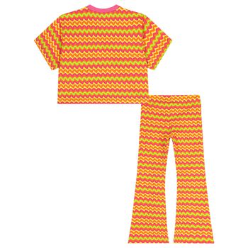 Girls Pink, Orange & Yellow Striped Leggings Set