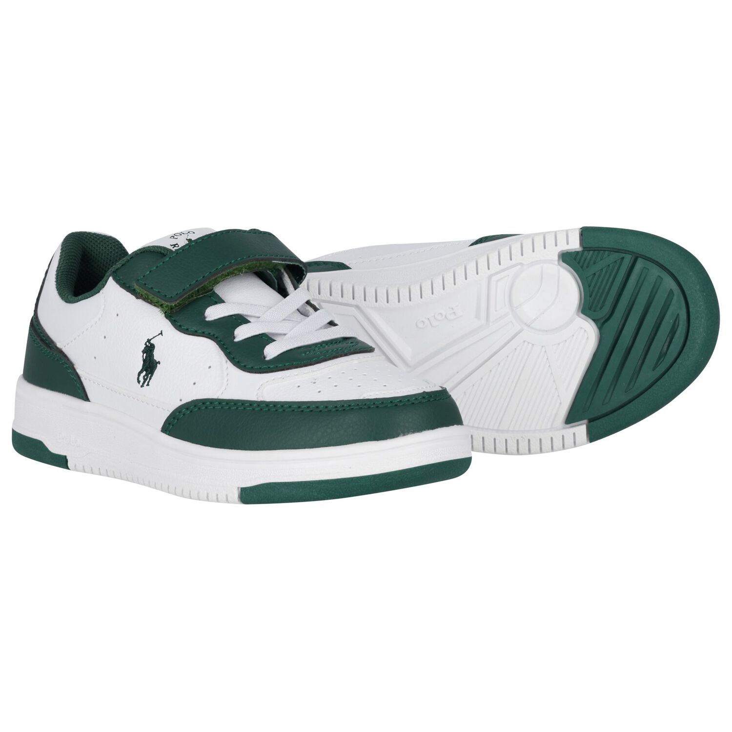 Boys White & Green Logo Trainers, 1, hi-res image number null