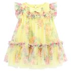 Baby Girls Yellow & Pink Floral Tulle Dress, 2, hi-res