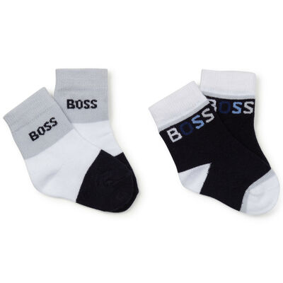 Baby Boys Navy & White Logo Socks (2 Pack)