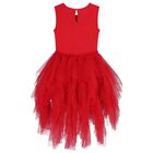 Girls Red Embellished Ruffled Tulle Dress , 1, hi-res