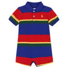 Baby Boys Multi-Colored Striped Logo Romper, 1, hi-res