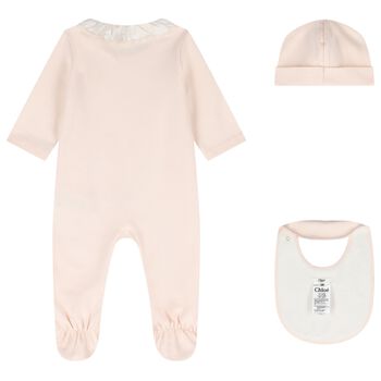 Baby Girls Pink Logo Babygrow Gift Set