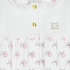 Baby Girls White Bow Logo Babygrow, 1, hi-res