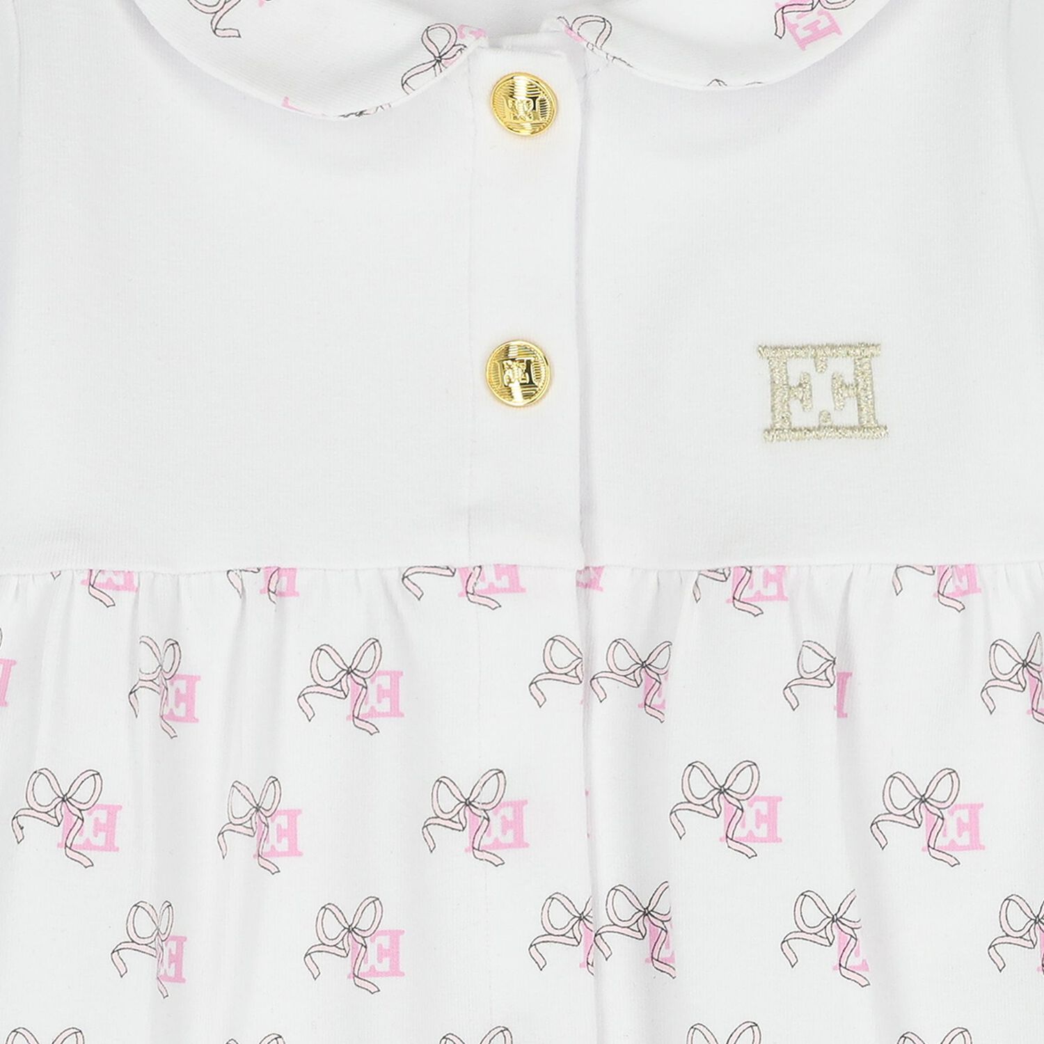 Baby Girls White Bow Logo Babygrow, 1, hi-res