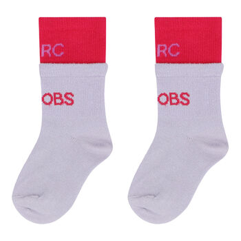 Girls Purple & Pink Logo Socks