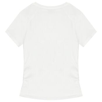 Girls White Embellished Logo T-Shirt