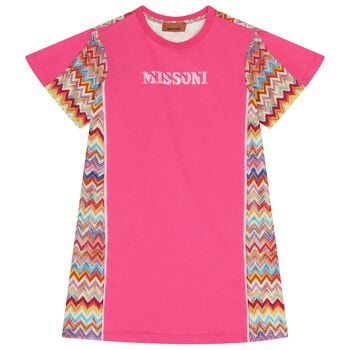 Girls Pink Zigzag Dress