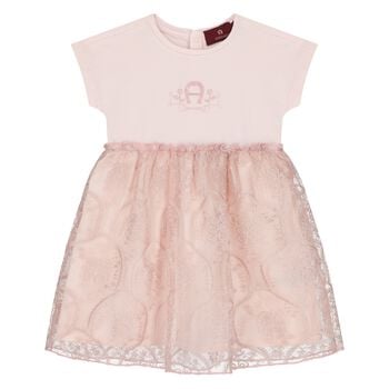 Younger Girls Pink Logo Dress