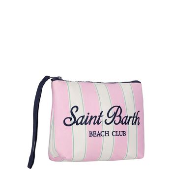 Girls Ivory & Pink Striped Aline Logo Pouch ( 15cm )
