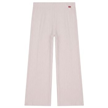 Girls Pink Ribbed Wide Leg Trousers