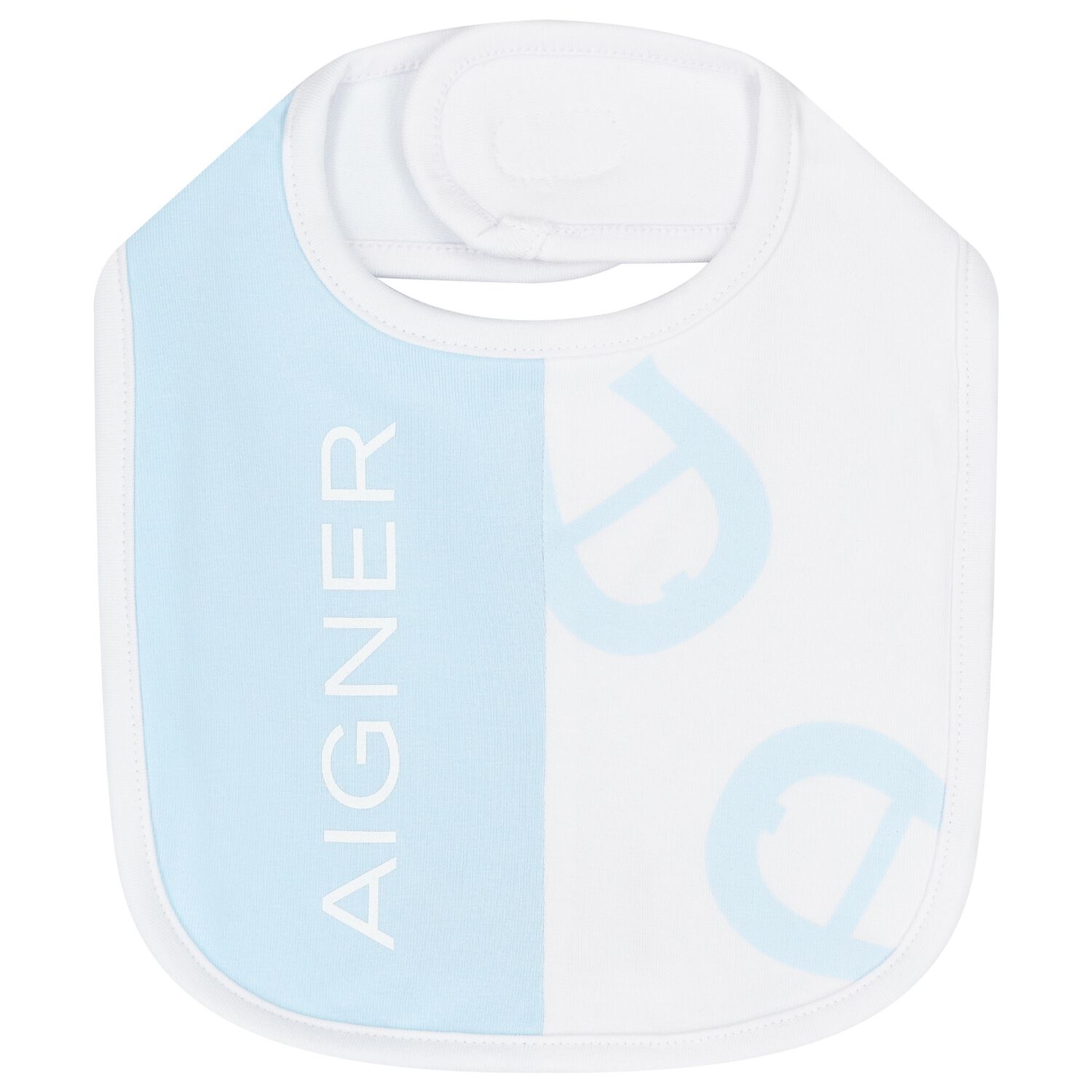 Baby Boys White & Blue Logo Bib, 2, hi-res