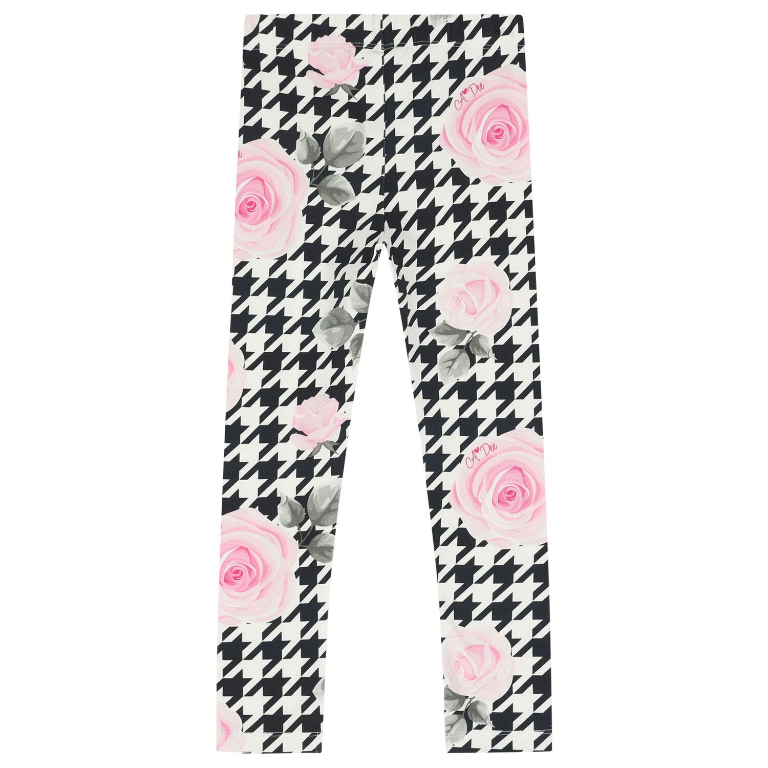 Girls Ivory & Black Houndstooth Leggings Set, 1, hi-res