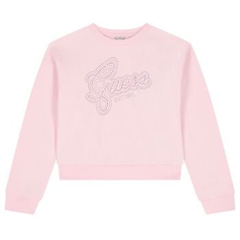 Girls Pink Embellished Logo Sweatshirt