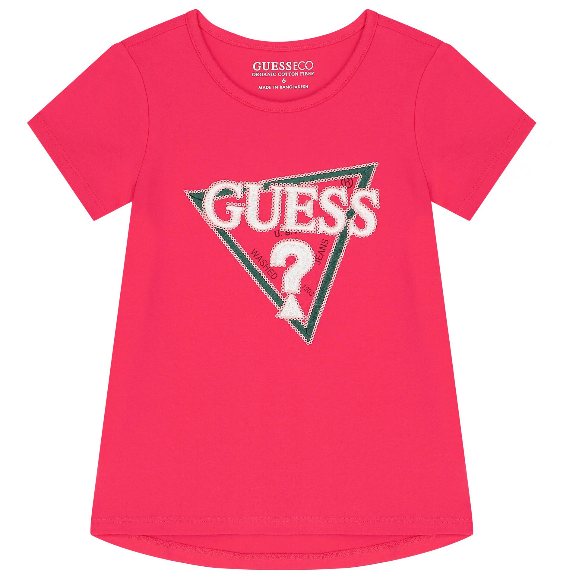 Guess Girls Pink Logo T Shirt Junior Couture QA