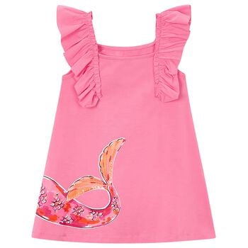 Girls Pink Mermaid Ruffled Dress