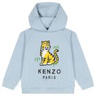 Boys Blue Tiger Logo Hooded Top, 1, hi-res