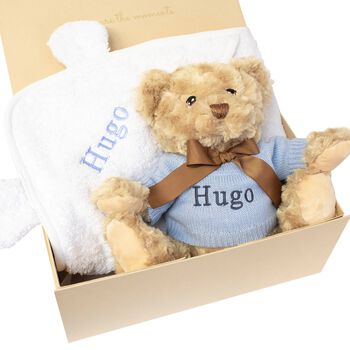 Boys Blue Personalised Teddy Baby Gift Set