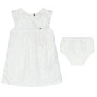 Baby Girls White Logo Dress, 1, hi-res