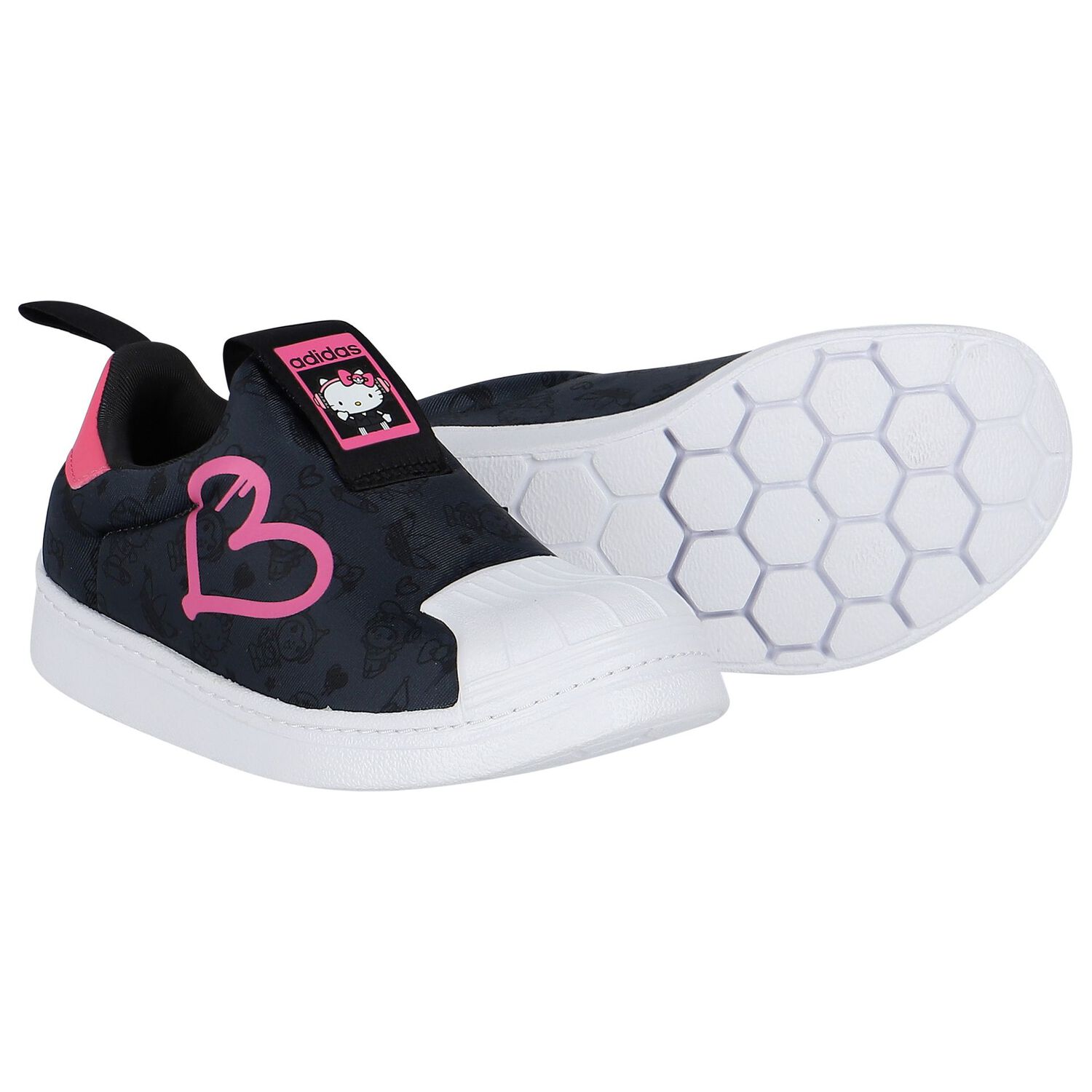 Girls Black & Pink Superstar 360 Trainers, 1, hi-res image number null