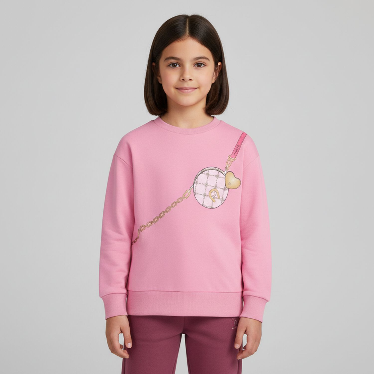 Girls Pink Logo Bag Sweatshirt, 1, hi-res