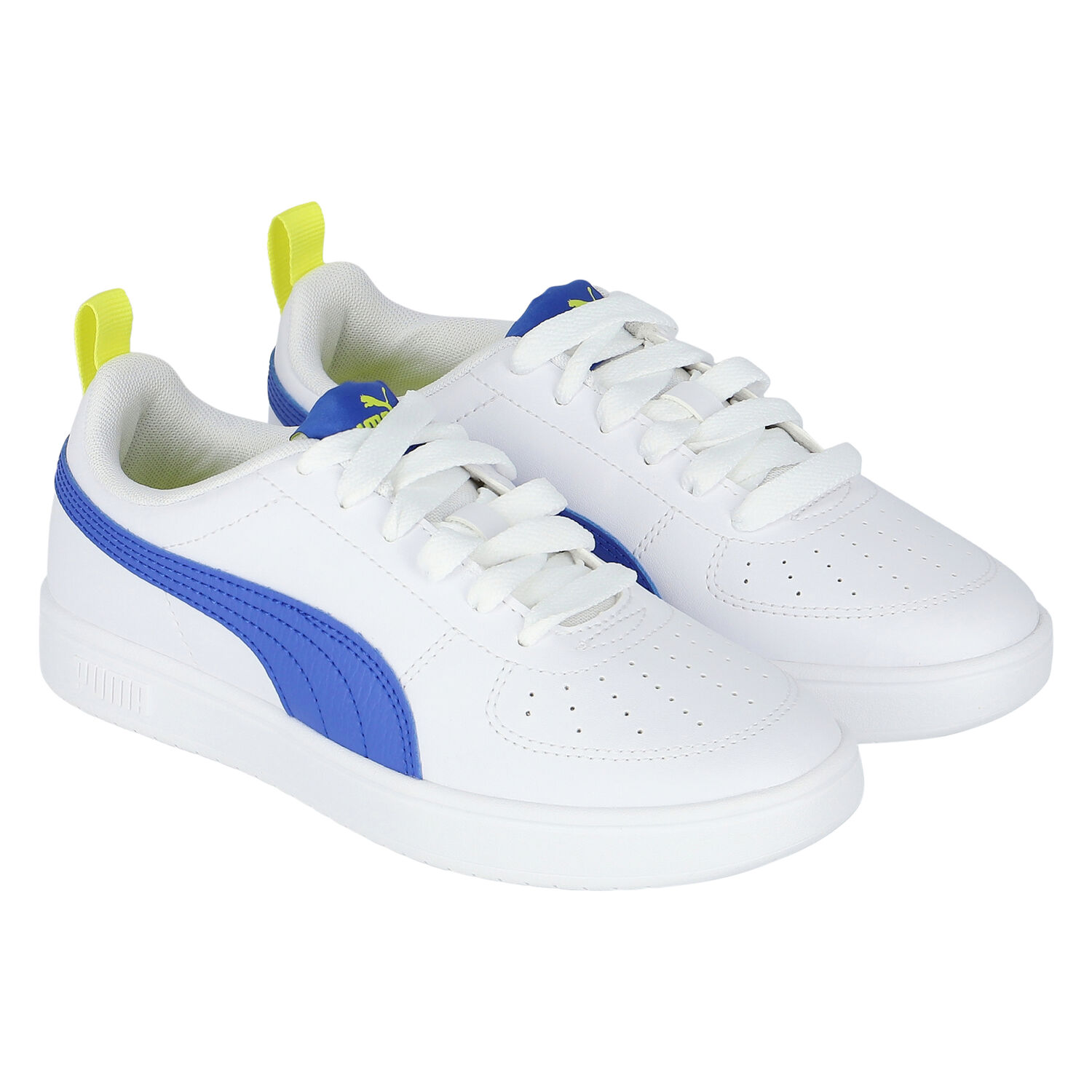 Boys White & Blue Rickie Trainers, 1, hi-res image number null