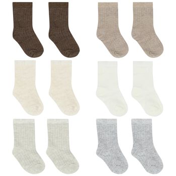 Ivory, Grey, White & Beige Socks (6 Pack)