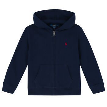 Boys Navy Logo Zip Up Top