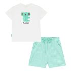 Younger Boys Ivory & Green Koala Shorts Set, 1, hi-res