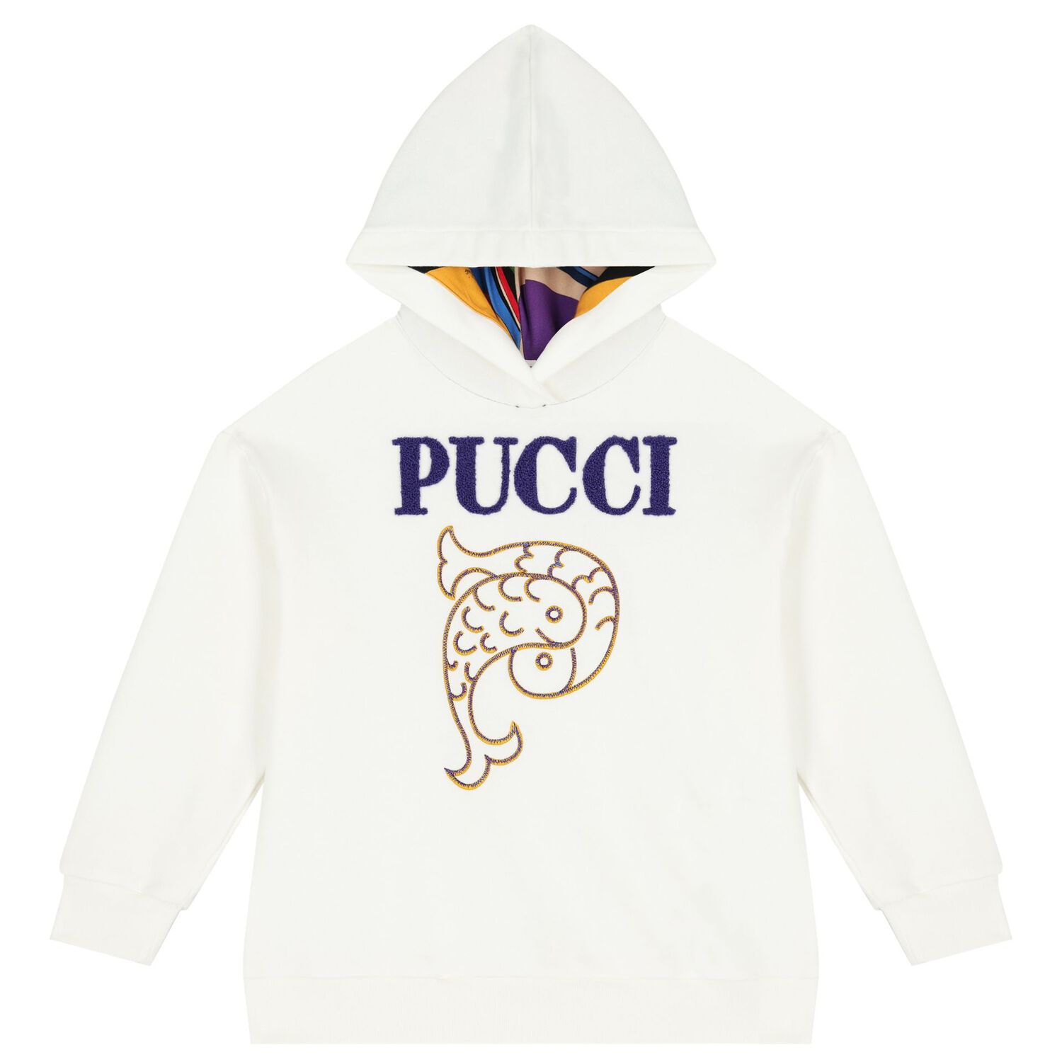 سويت شيرت بنات بالشعار باللون العاجي  , 1, hi-res