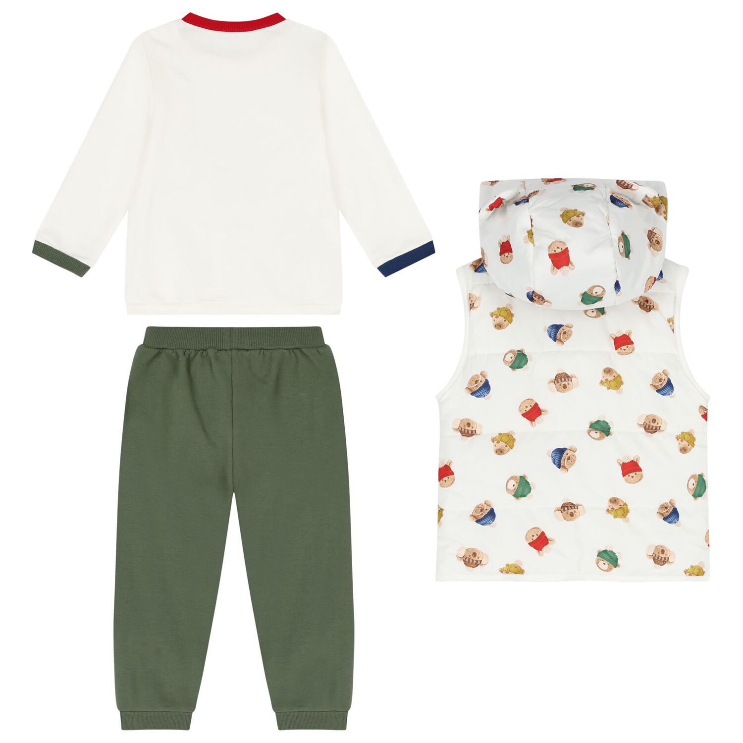 Baby Boys Ivory & Green Tracksuit (3 Piece), 1, hi-res
