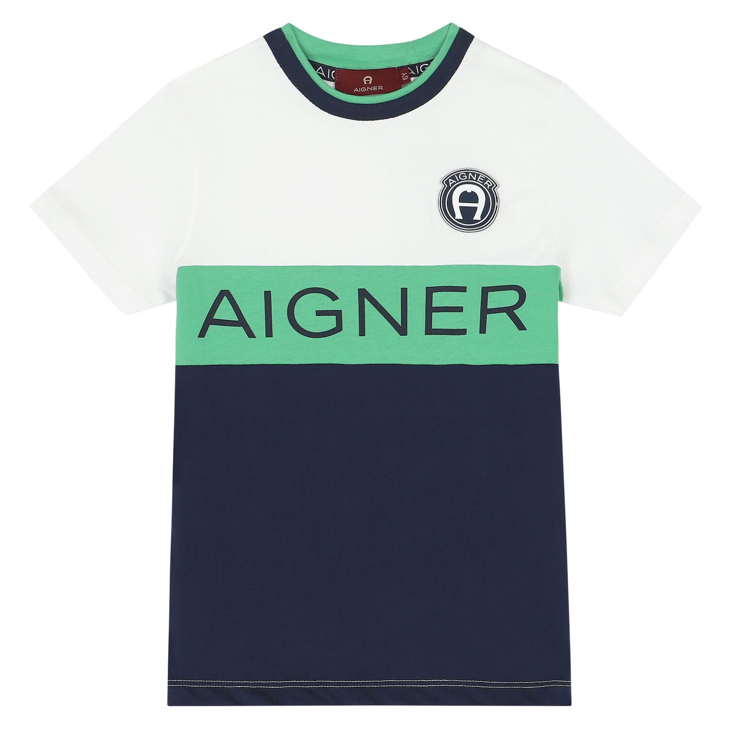 تيشيرت بالشعار باللون الابيض والكحلي للاولاد, 1, hi-res