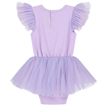 Baby Girls Purple Swan Tulle Bodysuit Dress