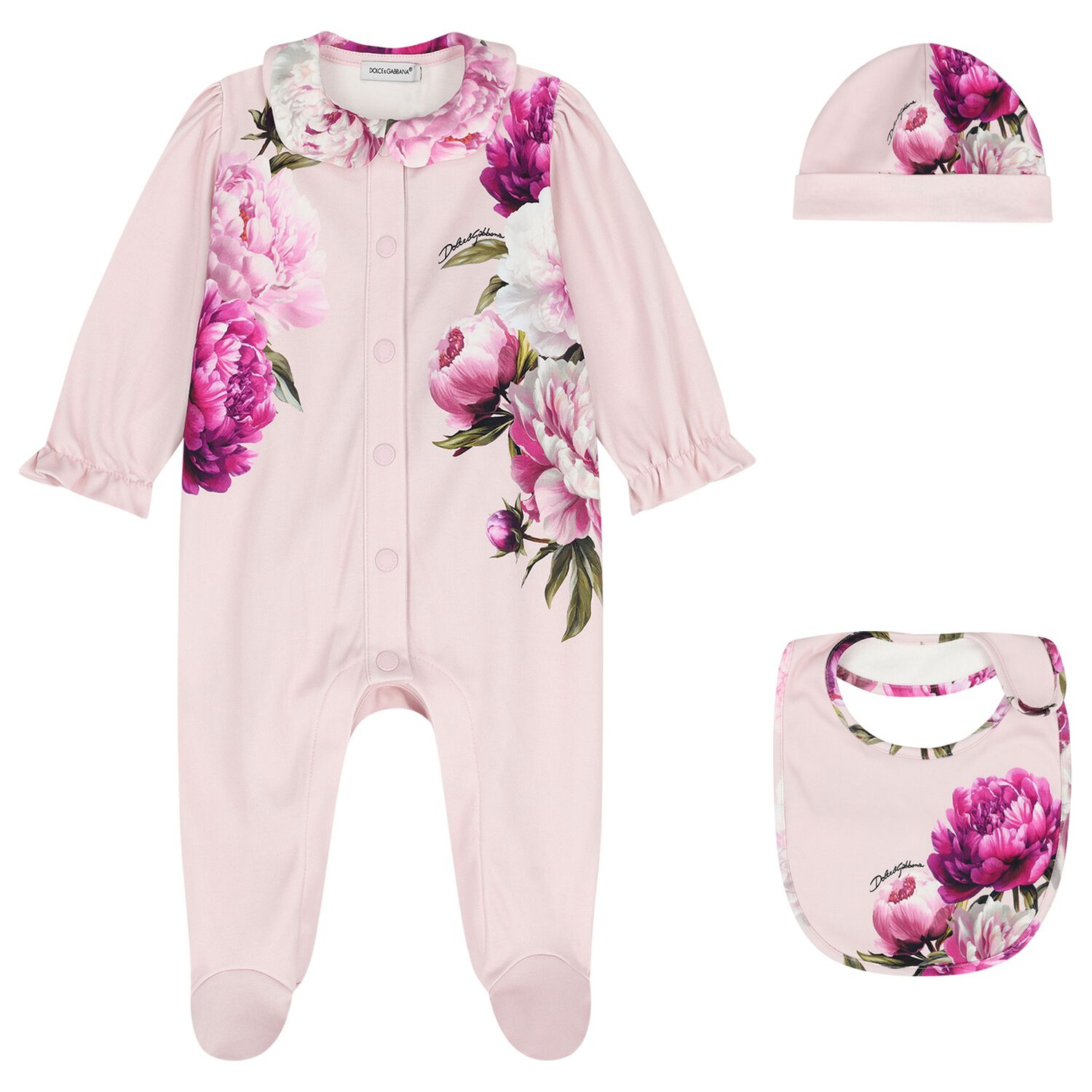 Baby Girls Pink Peony Babygrow Gift Set, 1, hi-res