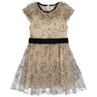 فستان بنات تول باللون الاسود و البيج , 1, hi-res