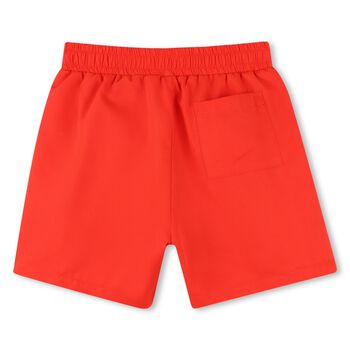 Boys Red Tiger Logo Swim Shorts