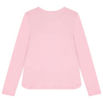 Girls Pink Logo Long Sleeve Top
