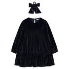 Girls Black Sparkle Velvet Dress Set, 1, hi-res