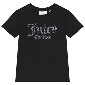 Girls Black Crystal Embellished Diamant&eacute; Logo T-Shirt