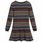 فستان مخطط باللون الاسود اللامع, 1, hi-res