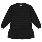 Girls Black Logo Dress, 1, hi-res