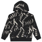 Boys Black Logo Hooded Top, 1, hi-res