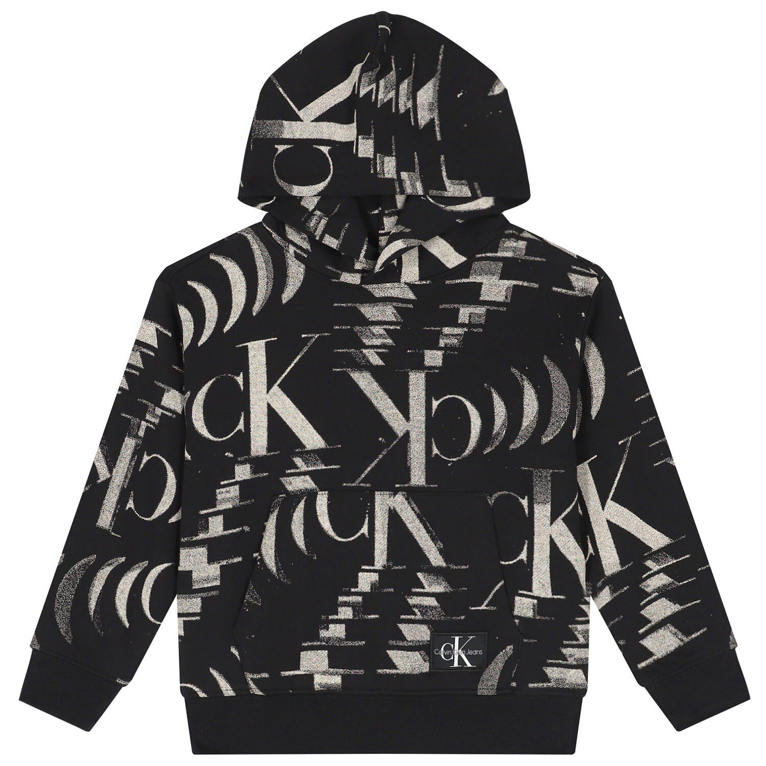 Boys Black Logo Hooded Top, 1, hi-res