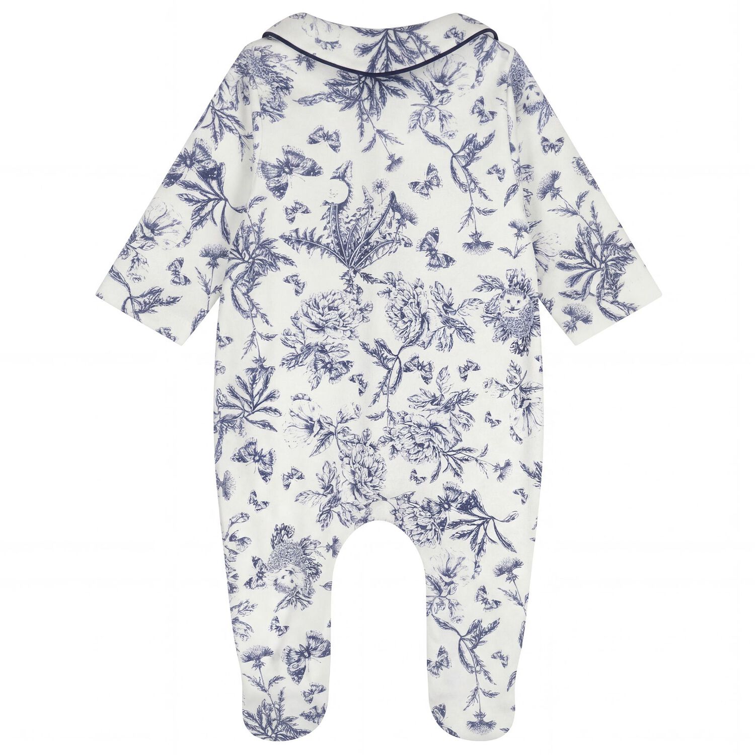 Ivory & Navy Blue Toile De Jouy Babygrow, 2, hi-res