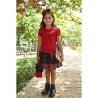 Girls Red Tartan Logo Bow Dress, 1, hi-res