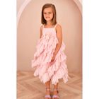 Girls Pink Tulle Ruffles Dress, 2, hi-res