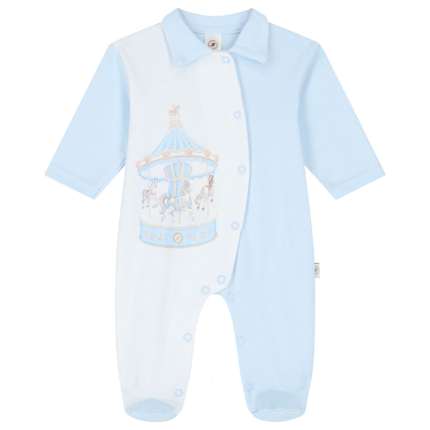 Baby Boys White & Blue Carousel Babygrow, 2, hi-res image number null