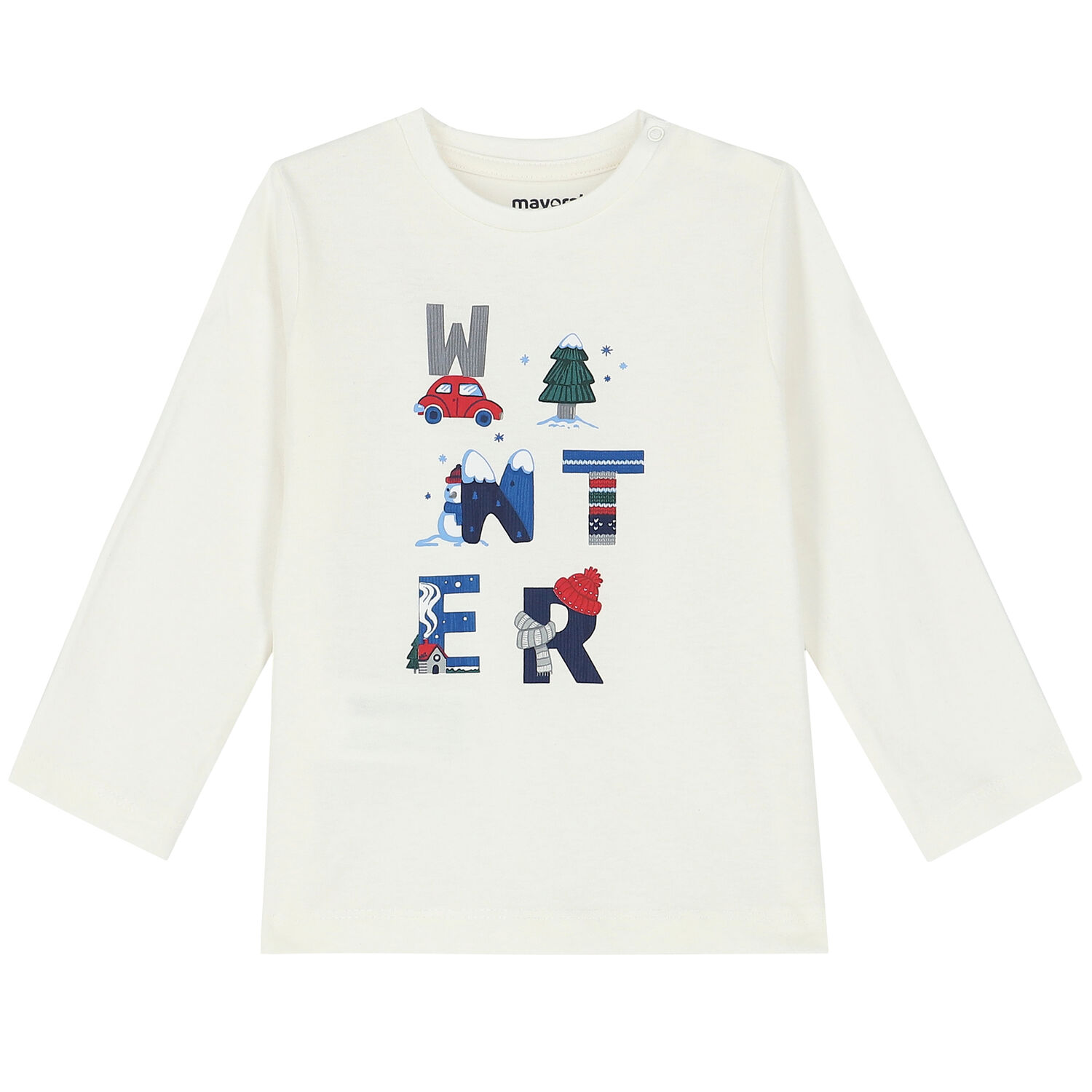 Younger Boys White & Red Long Sleeve Top ( 2-Pack ), 1, hi-res
