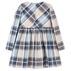 Girls Blue & Beige Bow Checked Dress, 3, hi-res
