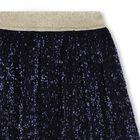 Girls Navy Blue Sequin Skirt, 1, hi-res